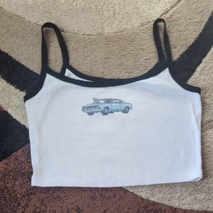 Aeropostale White and Black Crop Top